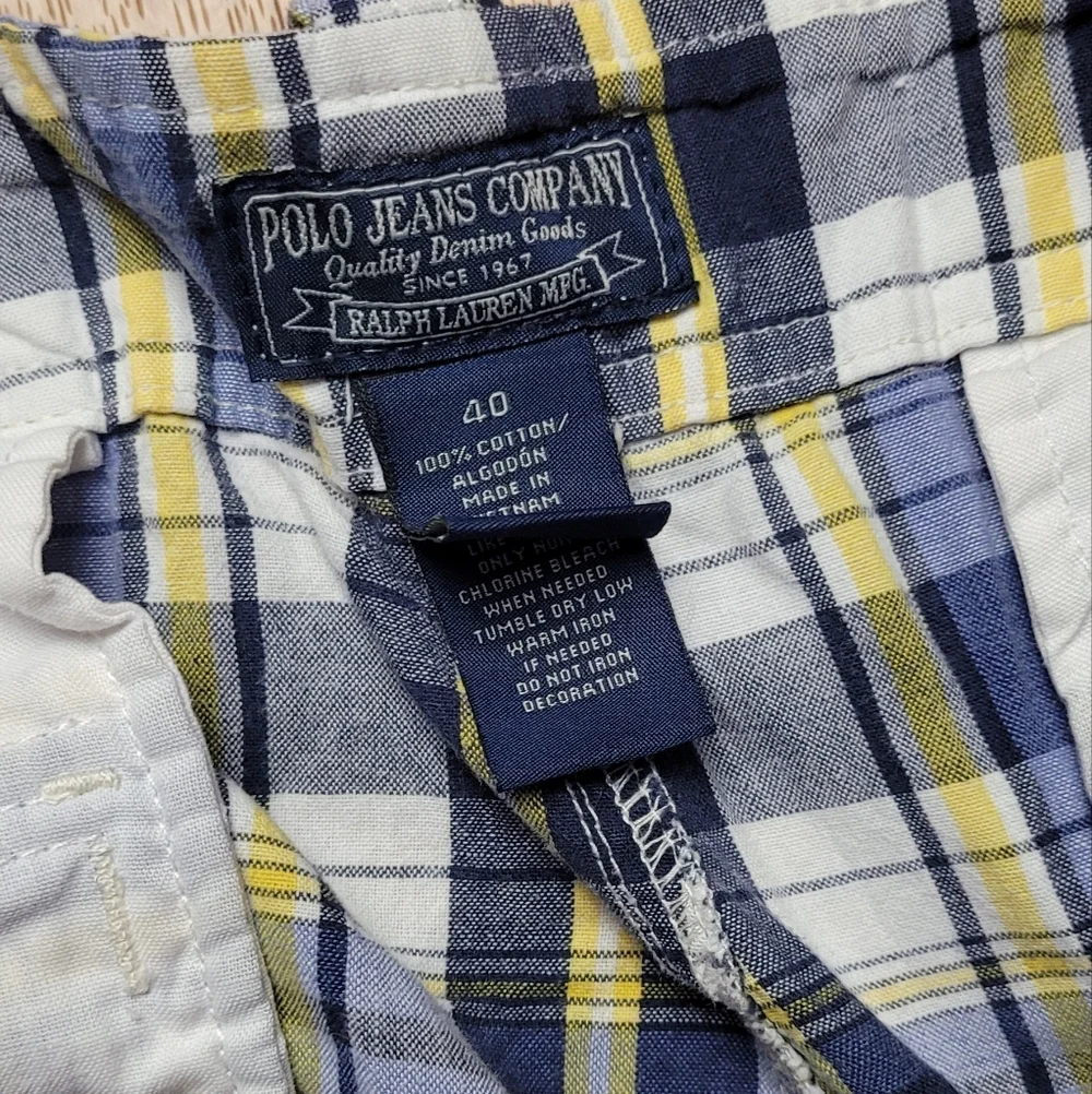 Vintage Polo By Ralph Lauren Men's Plaid Cargo Shorts Size 40